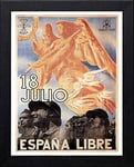 Lumartos, Vintage Poster Espana Libre Contemporary Home Decor Wall Art Print, Black Frame, A3 Size