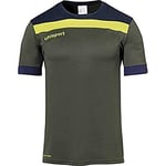 uhlsport Offense 23 Trikot Kurzarm Football Apparel Homme, Vert Olive/Bleu Marine/Orange Fluo, 140 cm