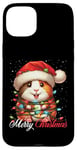 Coque pour iPhone 15 Plus Chapeau de Père Noël lumineux cochon d'Inde