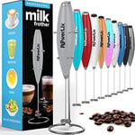 PowerLix Milk Frother Handheld Whisk - Electric Milk Frother Foamer with Stainless Steel Stand,15-20s, Powerful 19000rpm, Mini Drink Mixer Coffee Frother for Latte, Cappuccino, Hot Chocolate