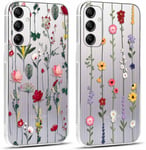 2 Pièces Coque Pour Samsung Galaxy A54 5g 6,4"", Transparente Étui Avec Aesthetic Motif Fleur, Mince Tpu Souple Silicone Housse Antichoc Protection Case Filles Femmes Cover Pour Samsung A54, 04