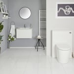 Meuble lavabo suspendu et meuble WC avec cuvette à poser – 60 cm – Blanc - Newington