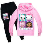 Barn Gabby's Dollhouse Träningsoverall Hood Sweatshirt Byxor Set pink 130cm