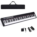 COSTWAY Piano Numérique 88 Touches, Clavier Électronique Portable avec Fonction Bluetooth, Interface MIDI, Haut-Parleurs et Pédale de Sustain, pour Enfants et Adultes (Noir)