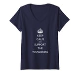 Womens Keep Calm, Bolton, The Wanderers V-Neck T-Shirt