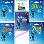 1 x O2 SIM CARD PAY & GO 02 -EU ROAMING MOBILE ,Wifi Routers,GPS, No Credit