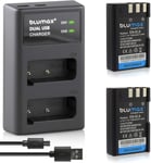 Lot de 2 batteries pour Nikon EN-EL9, EN-EL9e, EN-EL9a, 1000 mAh, avec chargeur double USB, compatibles avec Nikon D3000, D40, D40x, D5000, D60