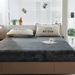 Michorinee Drap Housse en Polaire 140x200 Bonnet 30 cm Gris foncé - Toucher Cachemire - Drap de lit Flanelle Microfibre Super Chaud pour Matelas Épais