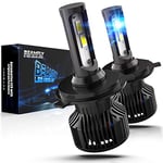 BEAMFLY Ampoules H4 LED 12000LM, 9003 HB2 Phares Voiture Moto 80W 12V 6000K Blanc