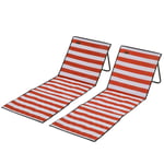 Set Med 2 Strandmatta Vikbar Justerbar Solstol Strandmadrass Bärväska Röd 142X51X40Cm