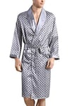 FEOYA - Peignoir de Bain Manches 3/4 Robe de Chambre Homme en Soie Artificielle Kimono Homme Grande Taille pour Pintemps Eté Automne Style 4 Taille M