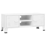 Meuble TV industriel Blanc 105x35x42 cm Métal - Prolenta Premium