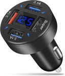 Chargeur De Voiture Usb, 4 Ports 66w Chargeur Allume Cigare Usb, Pd&qc 3.0 Prise Charge Rapide Avec Led Voltmètre, Compatible Avec Smartphones, Iphone, Ipad, Samsung, Android.[F2390]