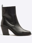 River Island Leather Western Boots - Black, Black, Size 5, Women