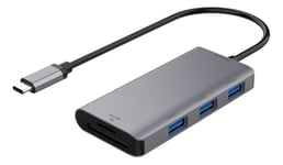 DELTACO USB-C Hub, 3xUSB-A, SD, microSD