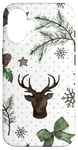 iPhone 16 Green Aesthetic Christmas Decor With Happy Dots And Reindeer Case