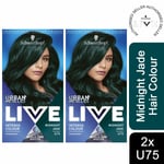 2x Schwarzkopf Live Urban Metallics Permanent Hair Dye, U75 Midnight Jade