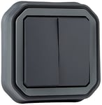 Legrand - Commande pour fonction double interrupteur ou va-et-vient 10A ou poussoir 10A étanche Plexo complet pour montage en encastré anthracite