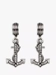 Eclectica Pre-Loved Silver Plated Swarovski Crystal Anchor Clip On Drop Earrings, Dated Circa 1980s, Silver