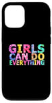 Coque pour iPhone 12/12 Pro GIRLS CAN DO EVERYTHING Message positif amusant GRL POWER