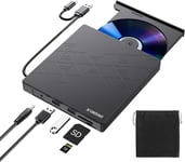 Lecteur CD Externe pour PC Portable, Slim USB 3.0 Type-C CD/DVD +/-RW Graveur DVD Externe, Lecteur DVD Externe pour Ordinateur Portable PC de Bureau Windows 11/10/8/7/XP/Vista Linux Mac