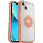 OtterBox iPhone 13 Otter + Pop Symmetry Series Clear Case - MELONDRAMTIC (Clear/Orange), integrated PopSockets PopGrip, slim, pocket-friendly, raised edges protect camera & screen