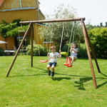 Soulet Gabin Childrens Triple Wooden Swing Set Dip Treated 3.1m x 1.8m Swing