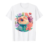 Cute Lizard Surrounded By Colorful Flowers T-Shirt