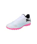 Puma Men Future 7 Play Tt Soccer Shoes, Puma White-Puma Black-Poison Pink, 12 UK