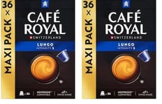 Café Royal Lungo 36 Capsules for Nespresso Coffee Machine - 4/10 Intensity - UTZ certified Coffee Capsules recyclable Aluminium (Pack of 2)