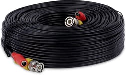 RG59 2+ 15m BNC Video Power 2 IN 1 Cable for CCTV Camera- Black