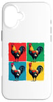 iPhone 16 Plus Colorful Funny Chicken Art, Crazy Chicken Rooster Family Case