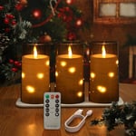 EXTSUD Lot de 3 Bougie LED Rechargeable avec Guirlande Lumineuse en Acrylique, Bougie Décorative Flamme Vacillante avec Télécommande et Station de Charge pour Fête, Anniversaire, Mariage