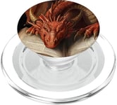 Aesthetic Gothic Red Dragon Reading Book Painting Bookish PopSockets PopGrip for MagSafe