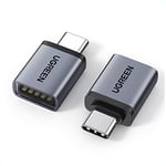 UGREEN Adaptateur USB C vers USB 3.2 10Gbps OTG Lot de 2 Adaptateur USB Type C Mâle vers USB A Femelle Compatible avec iPhone 16 Plus Pro Max 15 MacBook Pro Air iMac iPad Pro Galaxy Tab S9 S24 (Noir)