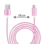 Câble Micro Usb Pour Htc Desire 12+ Câble Usb Tressé Nylon 1,3 Mètre Câble Charge/Synchro Rapide-Transfert De Données - Rose