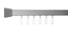 Croydex Professional Profile 800 L-Shaped Shower Rail with Hooks and Gliders, 76 x 167.5 cm, Silver