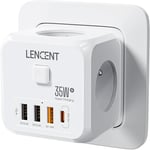 Prise Usb Secteur Pd35W Multiple Murale Cube, 7 En 1 Multiprises Et Chargeur Usb Rapide Pd35W Avec 3 Sortie Ac 4000W, 1 Type C Et 3 Ports Usb, Prise Murale Electrique Idéal Pour Maison, Bureau