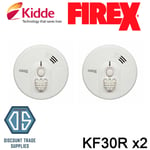 Kidde FireX KF30R Heat Alarm Detector Rechargeable Lithium Battery Back Up x2