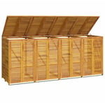 Abri à poubelle quadruple 280x89x117 cm bois massif d'acacia Vidaxl n/a