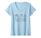 Womens Work Hard Trust God Shirt,Pray Hard Work Hard and Trust God V-Neck T-Shirt