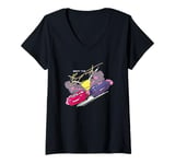 Womens Disney Pixar Cars 2 Beat The Burnout Summer Vibes Retro Logo V-Neck T-Shirt