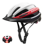 Exclusky Casque Velo Homme, CE Certifié Casque Velo avec Visiere et feu Lumiere Casque Velo Femme Cyclisme de Réglable de Sport pour BMX Scooter (56-61CM) (Rouge)