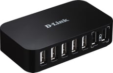 D-Link USB 2.0 Hub 7 porte, med strømforsyning