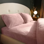 Silentnight Drap-Housse en Polaire Douillette, Polyester, Rose poudré, King