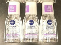 3 X  Nivea MicellAir 3in1 Make Up Remover Sensitive Skin 100ml TRAVEL SIZE