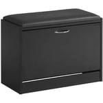 FSR16-SCH Banc Armoire à Chaussures 1 abattant avec Coussin Meuble d'entrée Coffre Rangement pour Chaussures - Noir - Sobuy