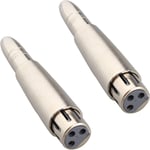 Lot De 2 Connecteurs Xlr Femelle À 6,35 Mm Femelle À Pr Jack Équilibrée Haute Performance Stéréo Micro Adaptateur En Métal Xlr Vers 6,35 Mm Argent Pour Microphone