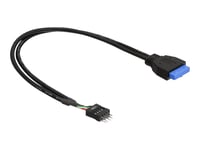 Delock - Intern Usb-Adapter - 8-Pins Usb 2.0-Header (Hann) Til 19-Pins Usb 3.0-Plugg (Hunn) - 60 Cm - Svart