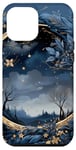 Coque pour iPhone 12 Pro Max Bleu nuit aquarelle ciel paysage lune